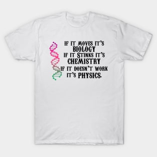If It Moves It's Biology If It Stinks It's Chemistry If It Doesn't Work It's Physics T-Shirt